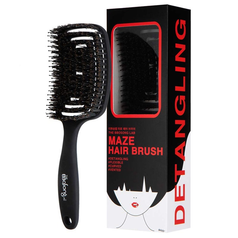 The bbosong lab Maze Hair Brush â€“ Curved and Flexible Brush Head, Fast Drying, Detangling, for All Hair Types - Image 1